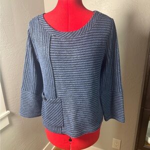 Habitat Clothes to Live In Textured Stripe Knit Top Blue Black Size S